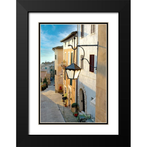 Montalcino Street Lamp #1 Black Modern Wood Framed Art Print with Double Matting by Blaustein, Alan