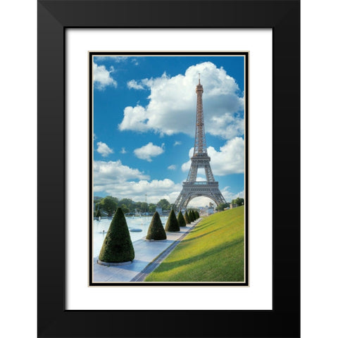 Eiffel Tower View II Black Modern Wood Framed Art Print with Double Matting by Blaustein, Alan