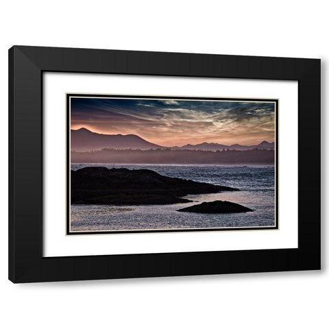 Sunset Glow at Wickaninnish Beach Black Modern Wood Framed Art Print with Double Matting by Burdick, Chuck