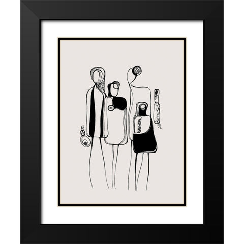 Pod People Amis Black Modern Wood Framed Art Print with Double Matting by Banerjee, Ishita