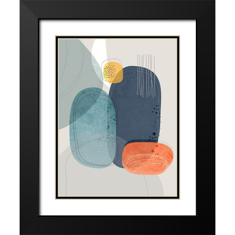 Rock Faces Black Modern Wood Framed Art Print with Double Matting by Banerjee, Ishita