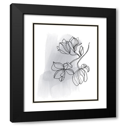 Botanique en Gris 1 Black Modern Wood Framed Art Print with Double Matting by Baker, Bronwyn
