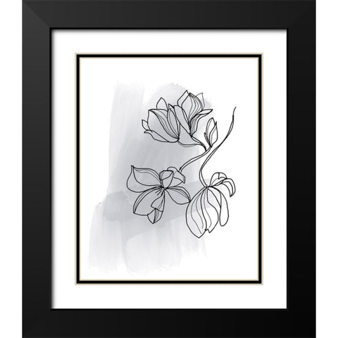 Botanique en Gris 1 Black Modern Wood Framed Art Print with Double Matting by Baker, Bronwyn