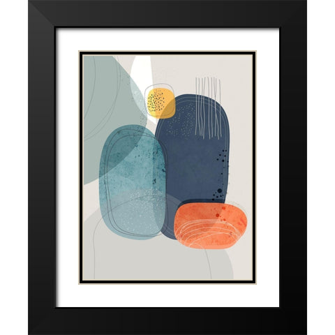 Rocks Duo 01 Black Modern Wood Framed Art Print with Double Matting by Banerjee, Ishita