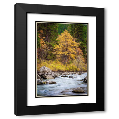 Autumn Across The River Black Modern Wood Framed Art Print with Double Matting by Broom, Michael