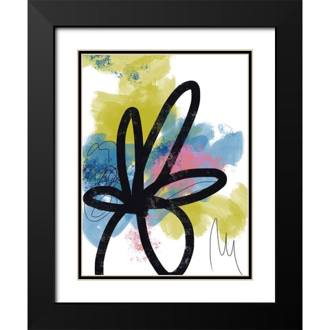 Pop Flower No. 1 Black Modern Wood Framed Art Print with Double Matting by Baker, Bronwyn