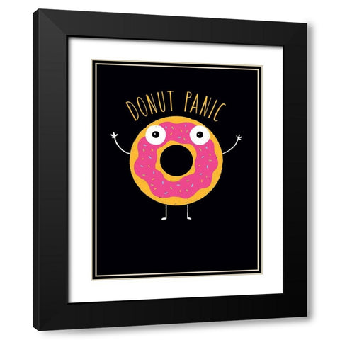 Donut Panic Black Modern Wood Framed Art Print with Double Matting by Buxton, Michael