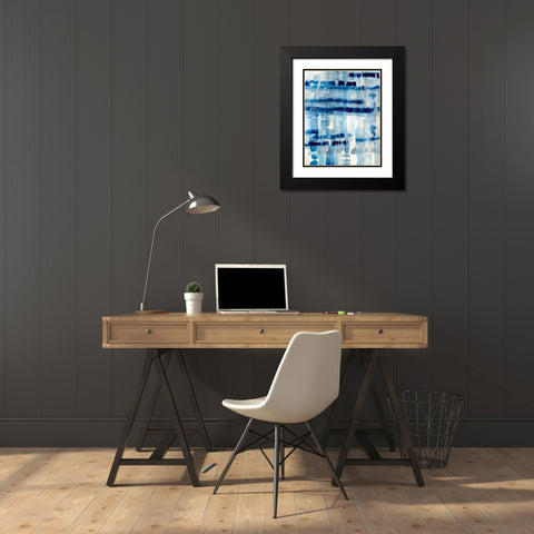 Indigo Stripes No. 1 Black Modern Wood Framed Art Print with Double Matting by Bainbridge, Hope