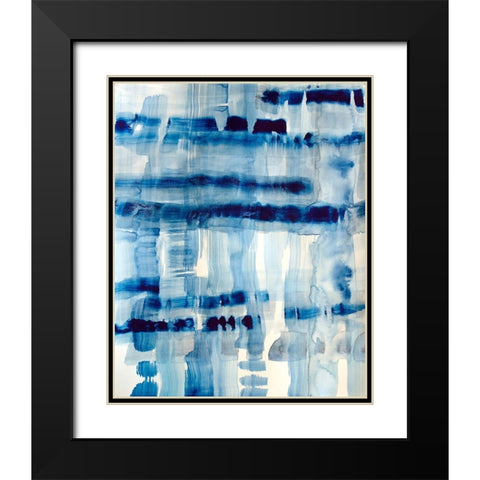 Indigo Stripes No. 1 Black Modern Wood Framed Art Print with Double Matting by Bainbridge, Hope