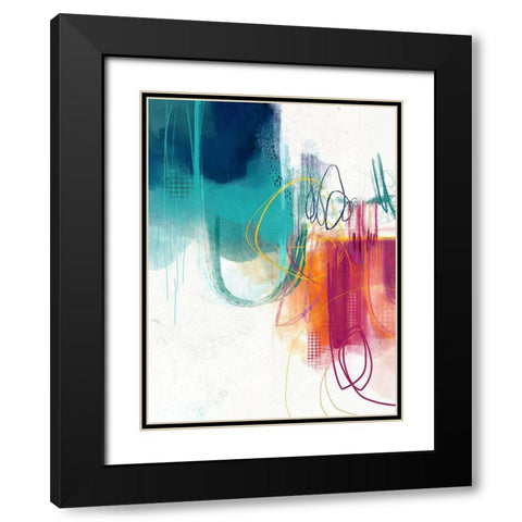 Turquoise No. 1 Black Modern Wood Framed Art Print with Double Matting by Banerjee, Ishita