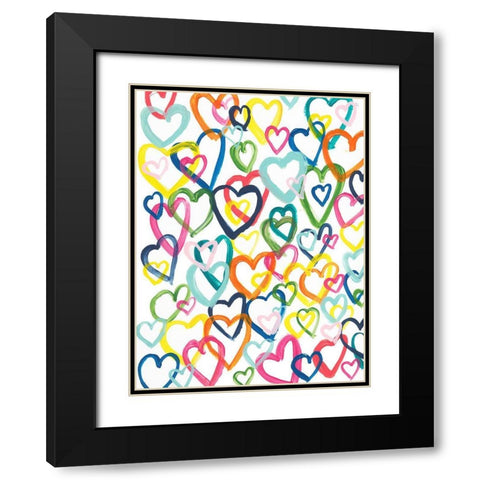 Hearts In Multiples Black Modern Wood Framed Art Print with Double Matting by Baker, Bronwyn