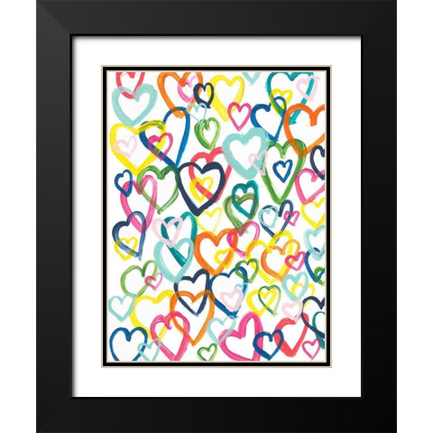 Hearts In Multiples Black Modern Wood Framed Art Print with Double Matting by Baker, Bronwyn