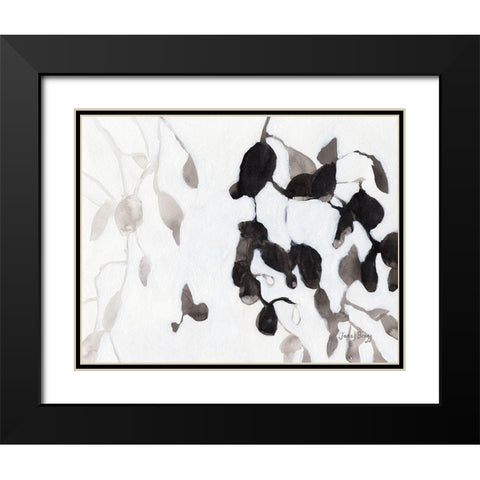 Leaves in Black and White Black Modern Wood Framed Art Print with Double Matting by Bragg, Janel