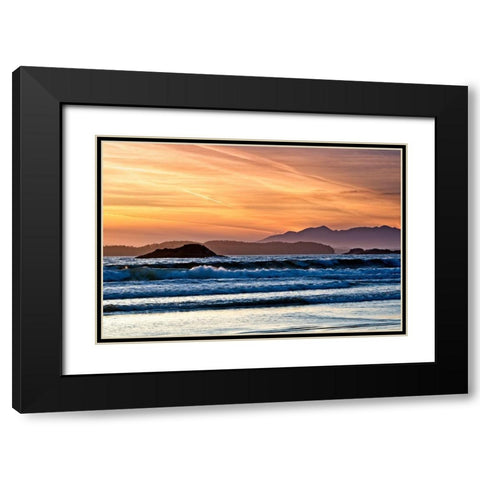 A Long Beach Sunset Black Modern Wood Framed Art Print with Double Matting by Burdick, Chuck