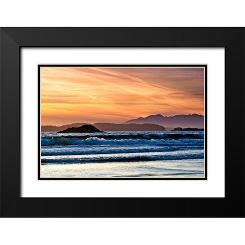 A Long Beach Sunset Black Modern Wood Framed Art Print with Double Matting by Burdick, Chuck