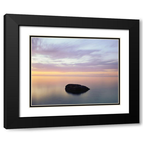 Rock at Sunset Black Modern Wood Framed Art Print with Double Matting by Becia, Jim