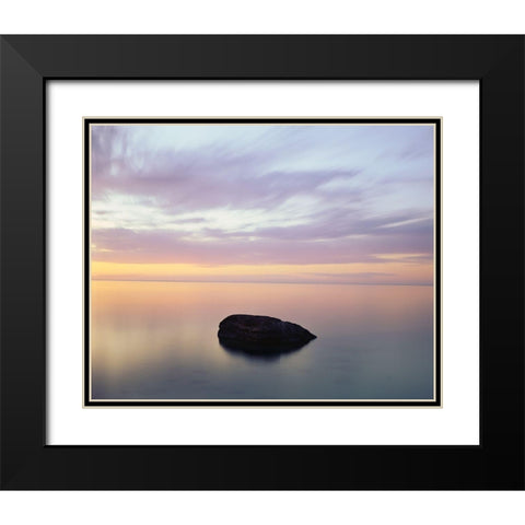 Rock at Sunset Black Modern Wood Framed Art Print with Double Matting by Becia, Jim