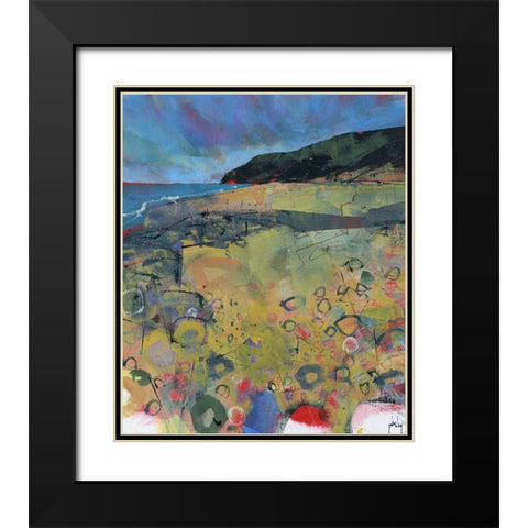 Penbryn Beach Black Modern Wood Framed Art Print with Double Matting by Bailey, Paul