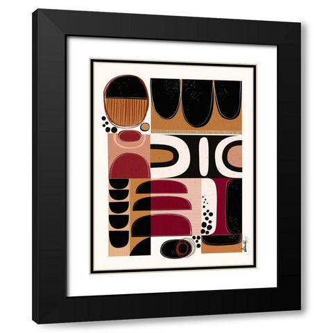 Phylatic -Tribal Tapestry Black Modern Wood Framed Art Print with Double Matting by Banerjee, Ishita