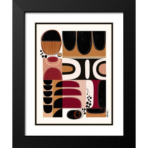 Phylatic -Tribal Tapestry Black Modern Wood Framed Art Print with Double Matting by Banerjee, Ishita