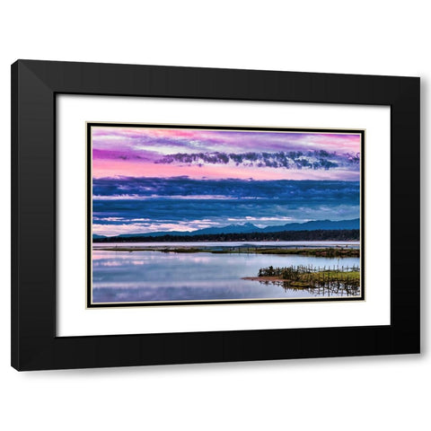 Komoks Harbour Fish Traps Black Modern Wood Framed Art Print with Double Matting by Burdick, Chuck