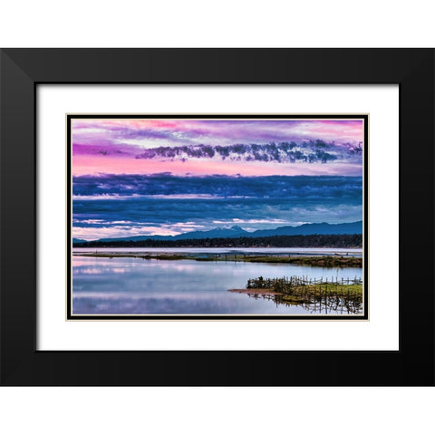 Komoks Harbour Fish Traps Black Modern Wood Framed Art Print with Double Matting by Burdick, Chuck