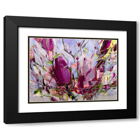 Magnolia Blossoms Black Modern Wood Framed Art Print with Double Matting by Bujna, Kati