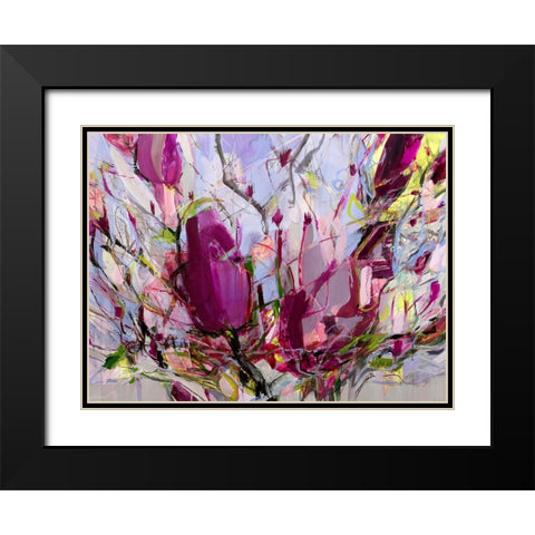 Magnolia Blossoms Black Modern Wood Framed Art Print with Double Matting by Bujna, Kati