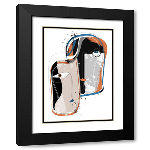 Duo Faces Black Modern Wood Framed Art Print with Double Matting by Banerjee, Ishita
