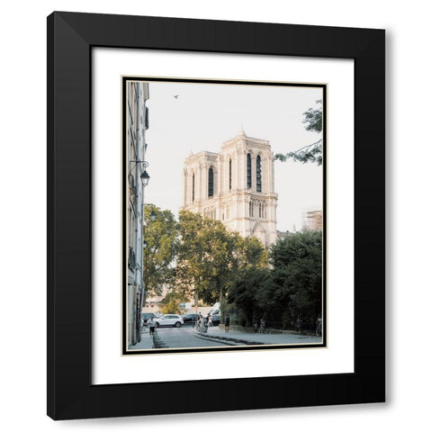 Notre Dame Black Modern Wood Framed Art Print with Double Matting by Broadway, Krista