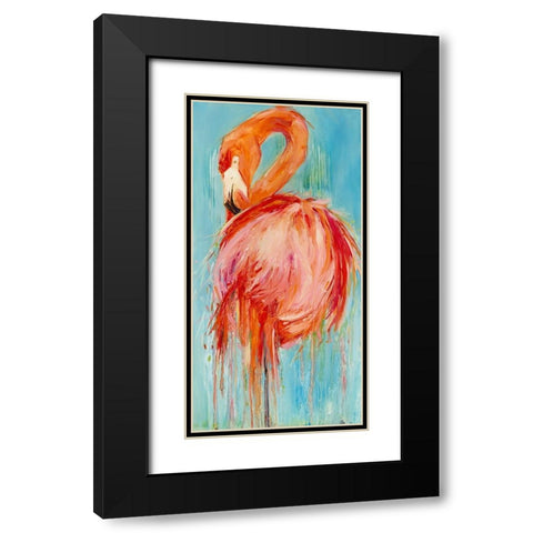 Flamingo Pose Black Modern Wood Framed Art Print with Double Matting by Broaderick, Kathleen
