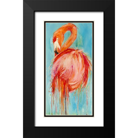 Flamingo Pose Black Modern Wood Framed Art Print with Double Matting by Broaderick, Kathleen