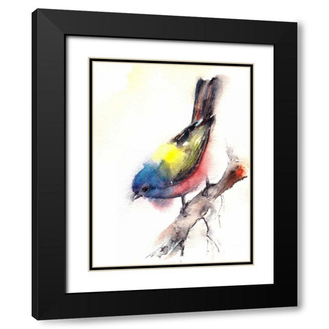 Bunting Bird Black Modern Wood Framed Art Print with Double Matting by CanotStop