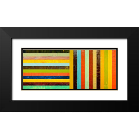 Panel Abstract Ã¢â‚¬â€œ Digital Compilation Black Modern Wood Framed Art Print with Double Matting by Calkins, Michelle