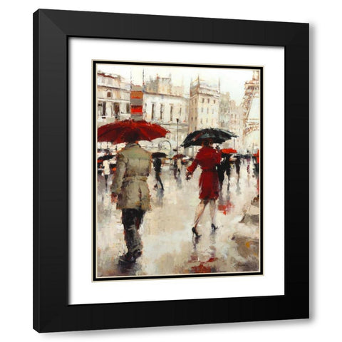 Parting on a Paris Street Black Modern Wood Framed Art Print with Double Matting by Christie, Lorraine