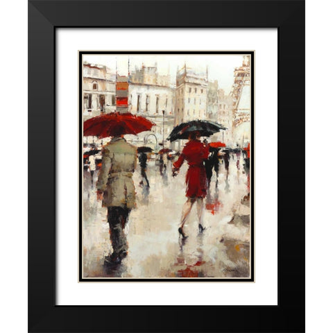 Parting on a Paris Street Black Modern Wood Framed Art Print with Double Matting by Christie, Lorraine