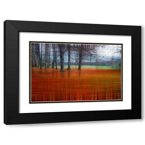 Abstract Autumn Black Modern Wood Framed Art Print with Double Matting by Cmarits, Hannes