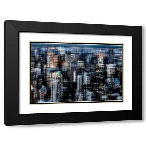 Downtown at Night Black Modern Wood Framed Art Print with Double Matting by Cmarits, Hannes