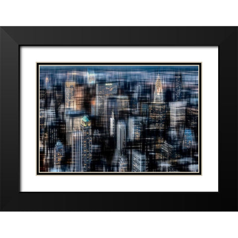 Downtown at Night Black Modern Wood Framed Art Print with Double Matting by Cmarits, Hannes