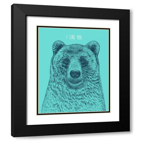 I Like You Bear Black Modern Wood Framed Art Print with Double Matting by Caldwell, Rachel