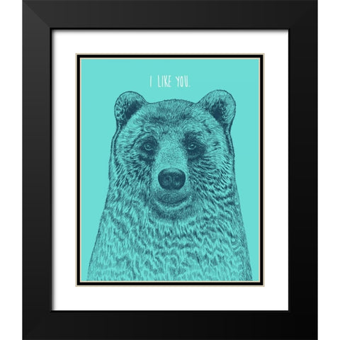 I Like You Bear Black Modern Wood Framed Art Print with Double Matting by Caldwell, Rachel