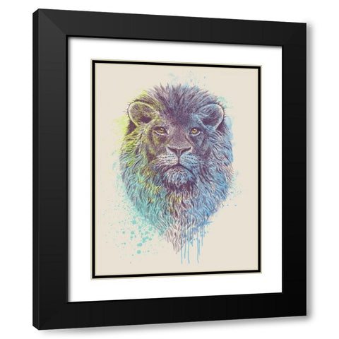 Lion King Black Modern Wood Framed Art Print with Double Matting by Caldwell, Rachel