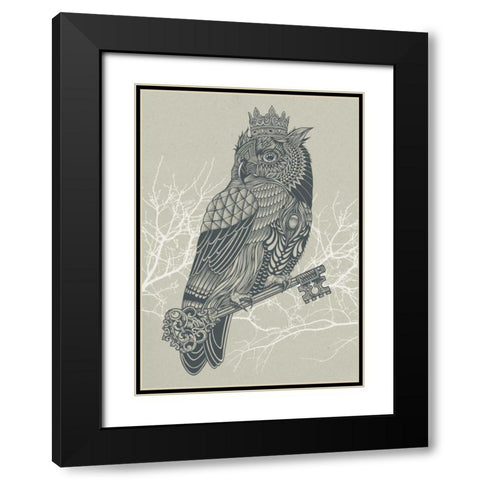 Owl King Black Modern Wood Framed Art Print with Double Matting by Caldwell, Rachel