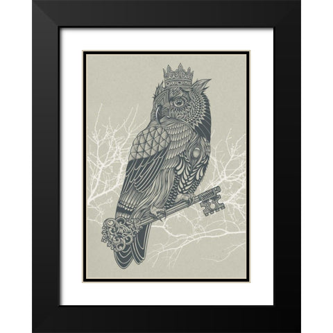 Owl King Black Modern Wood Framed Art Print with Double Matting by Caldwell, Rachel