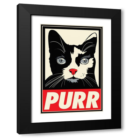 Purr Propaganda Black Modern Wood Framed Art Print with Double Matting by Caldwell, Rachel
