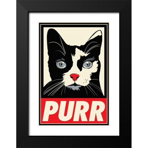 Purr Propaganda Black Modern Wood Framed Art Print with Double Matting by Caldwell, Rachel
