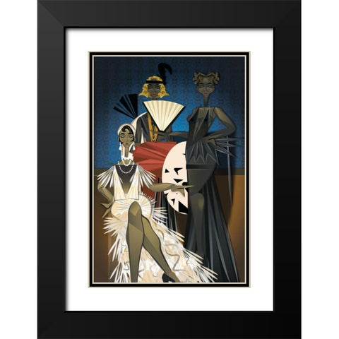 Harlem Nights Black Modern Wood Framed Art Print with Double Matting by Campbell, Jaleel