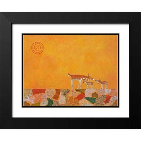 Fawns At Dawn Black Modern Wood Framed Art Print with Double Matting by Craig, Casey