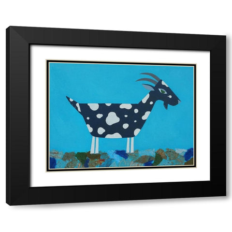 Fergus The Goat Black Modern Wood Framed Art Print with Double Matting by Craig, Casey