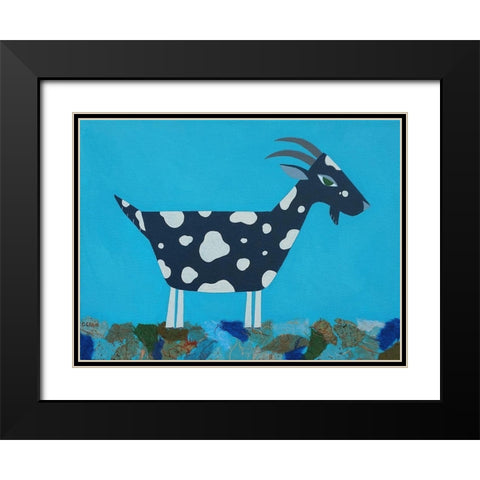 Fergus The Goat Black Modern Wood Framed Art Print with Double Matting by Craig, Casey